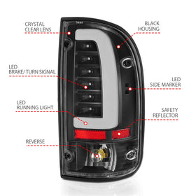 ANZO 95-00 Toyota Tacoma LED Taillights Black Housing Clear Lens (Pair) - 0