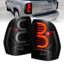 ANZO 2002-2009 Chevrolet Trailblazer LED Tail Lights w/ Light Bar Black Housing Smoke Lens-1