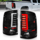 ANZO 2007-2013 GMC Sierra LED Tail Lights w/ Light Bar Black Housing Clear Lens-1
