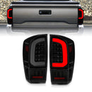 ANZO 16-21 Toyota Tacoma LED Tail Lights - w/ Light Bar Sequential Black Housing & Smoke Lens-1