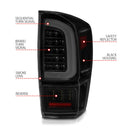 ANZO 16-21 Toyota Tacoma LED Tail Lights - w/ Light Bar Sequential Black Housing & Smoke Lens-3