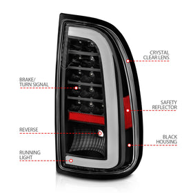 ANZO 00-06 Toyota Tundra LED Taillights w/ Light Bar Black Housing Clear Lens - 0