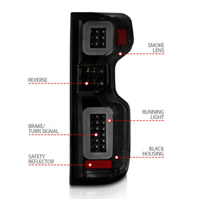 Anzo 19-21 Chevy Silverado Work TruckFull LED Tailights Black Housing Smoke Lens G2 (w/C Light Bars) - 0