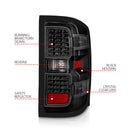 ANZO 15-19 Chevy Silverado 2500HD/3500HD (Factory Halogen Only) LED Tail Lights Black w/Clear Lens-2
