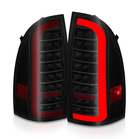 ANZO 05-15 Toyota Tacoma Full LED Tail Lights w/Light Bar Sequential Black Housing Smoke Lens
