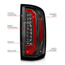 ANZO 15-21 Chevrolet Colorado Full LED Tail Lights w/ Red Lightbar Black Housing Clear Lens-2