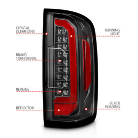 ANZO 15-21 Chevrolet Colorado Full LED Tail Lights w/ Red Lightbar Black Housing Clear Lens - 0
