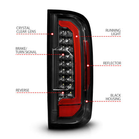 ANZO 15-21 GMC Canyon Full LED Taillights w/ Red Lightbar Black Housing/Clear Lens - 0
