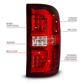 ANZO 14-18 GMC Sierra 1500 LED Taillights Red/Clear - 0