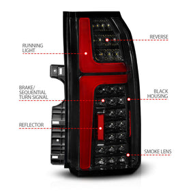 ANZO 15-20 Chevrolet Tahoe Sequential LED Tube Taillights Black - 0