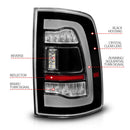 ANZO 09-18 Dodge Ram 1500 Sequential LED Taillights Black-2