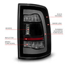 ANZO 09-18 Dodge Ram 1500 Sequential LED Taillights Smoke Black-2