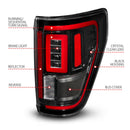 ANZO 21-23 Ford F-150 LED Taillights Seq. Signal w/BLIS Cover - Black Housing-2