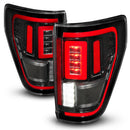 ANZO 21-23 Ford F-150 LED Taillights Seq. Signal w/BLIS Cover - Black (For Factory Halogen ONLY)-1