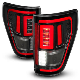 ANZO 21-23 Ford F-150 LED Taillights Seq. Signal w/BLIS Cover - Black (For Factory Halogen ONLY)
