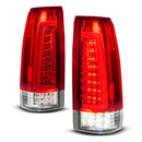 ANZO 88-99 Chevy C/K1500/2500/3500 Full LED Light Tube Taillights Chrome Housing Red/Clear Lens-1