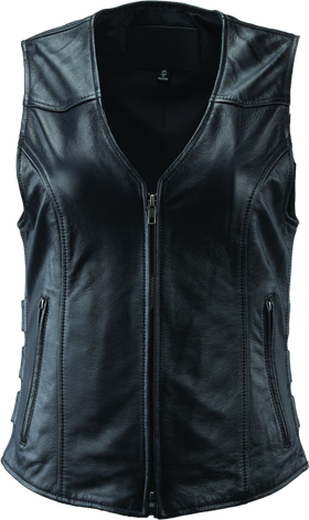 Kuryakyn Leather By River Road Plains Leather Vest Black Womens - 2XL