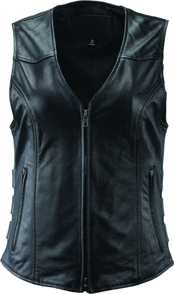Kuryakyn Leather By River Road Plains Leather Vest Black Womens - XL