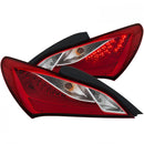 ANZO 2010-2013 Hyundai Genesis LED Taillights Red/Clear-1