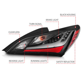 ANZO 10-13 Hyundai Genesis 2DR LED Taillights Smoke - 0