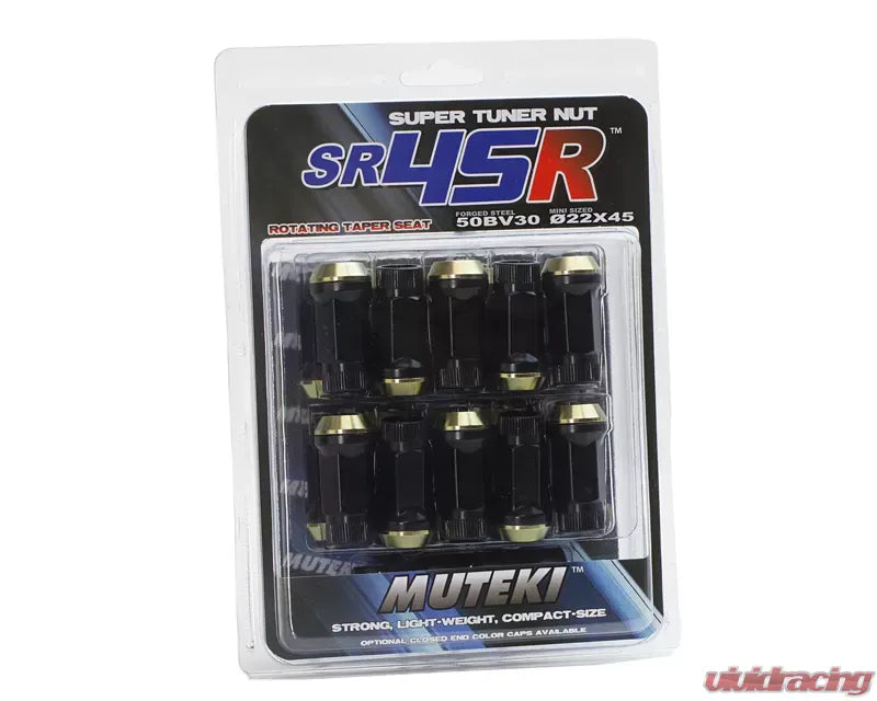 Muteki SR45R Black 45mm M12x1.5 Open End 20 piece Lug Nut Set