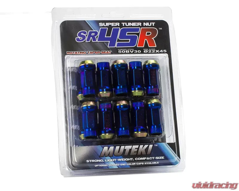 Muteki SR45R Burned Blue 45mm M12x1.5 Open End 20 piece Lug Nut Set