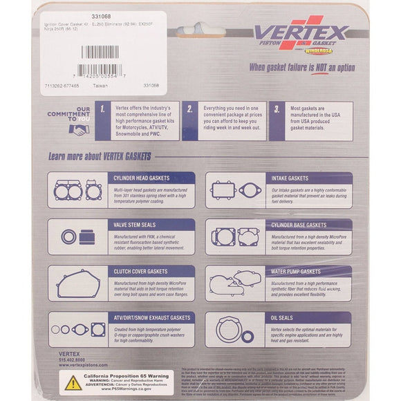 Vertex Gaskets 92-94 Kawasaki EL250 Ignition Cover Gasket Kit