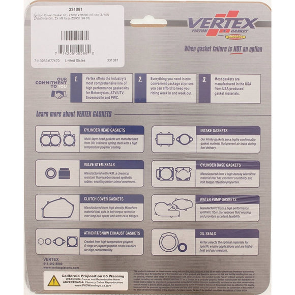 Vertex Gaskets 05-06 Kawasaki ZR750 (Z750S) Ignition Cover Gasket Kit