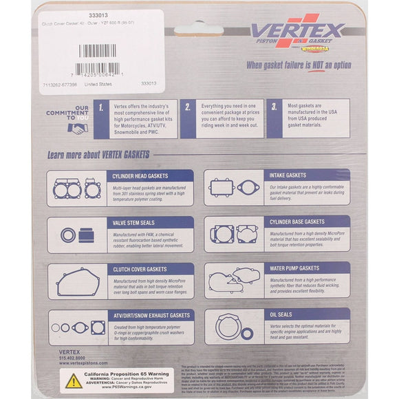 Vertex Gaskets 95-97 Yamaha YZF600R Outer Clutch Gasket Kit