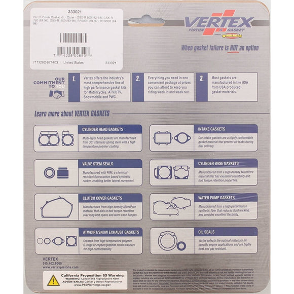 Vertex Gaskets 92-93 Suzuki GSX-R600 Outer Clutch Gasket Kit