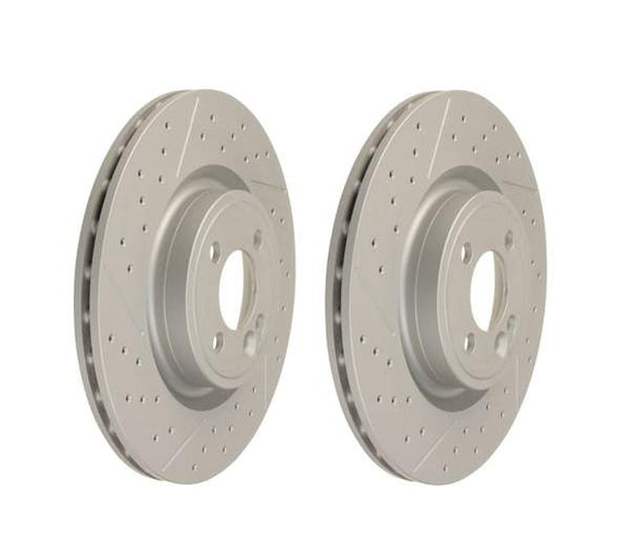 Front W/JCW Kit | OE Size Drilled | Slotted Rotors - (316x22mm)