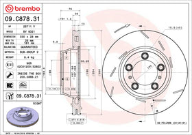 Brembo 10-19 Porsche Panamera Rear Right Premium UV Coated OE Equivalent Rotor 298615602A - 0