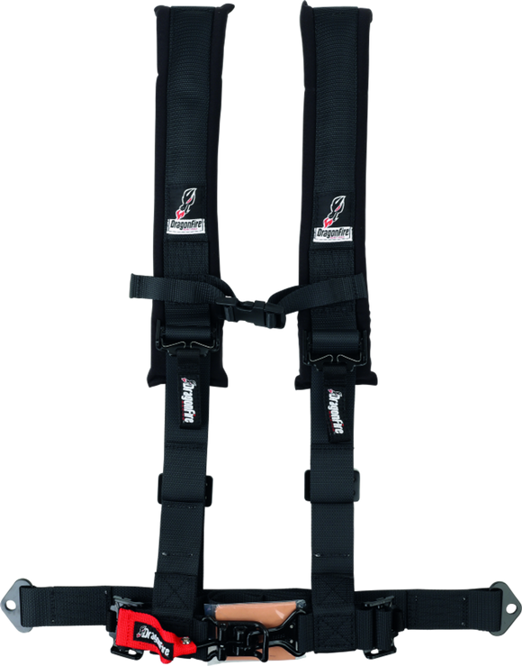DragonFire Racing Harness- H-Style- 4-Point- 2in Buckle- Black