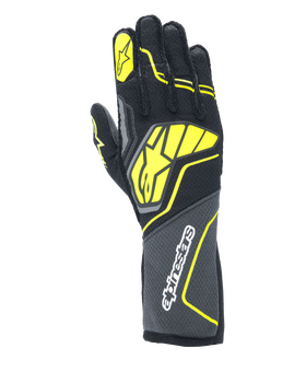 ALPINESTARS TECH-1 ZX V4 GLOVES FIA/SFI - TAR GRAY BLACK YELLOW FLUO - L (3550224-9151-L)