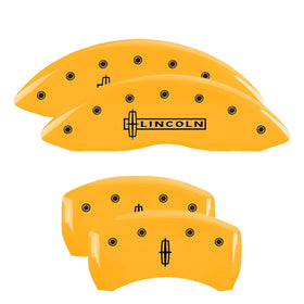 MGP 4 Caliper Covers Engraved Front Lincoln Engraved Rear Star logo Yellow finish black ch