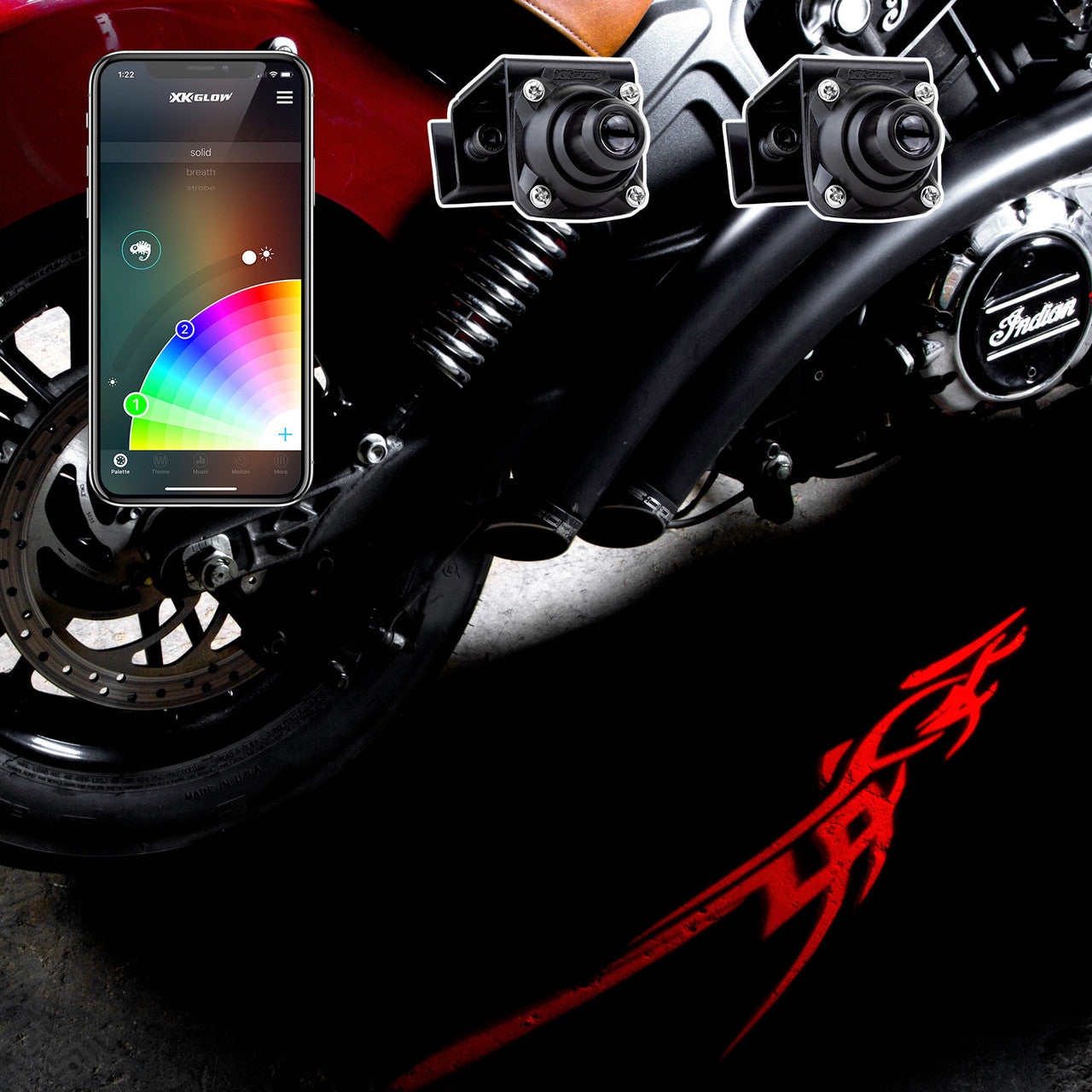 XK Glow Curb FX Bluetooth XKchrome App Waterproof LED Projector Welcome Light Angel Wing Style 4pc