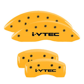 MGP 4 Caliper Covers Engraved Front & Rear I-Vtec Yellow Finish Black Char 2017 Acura ILX