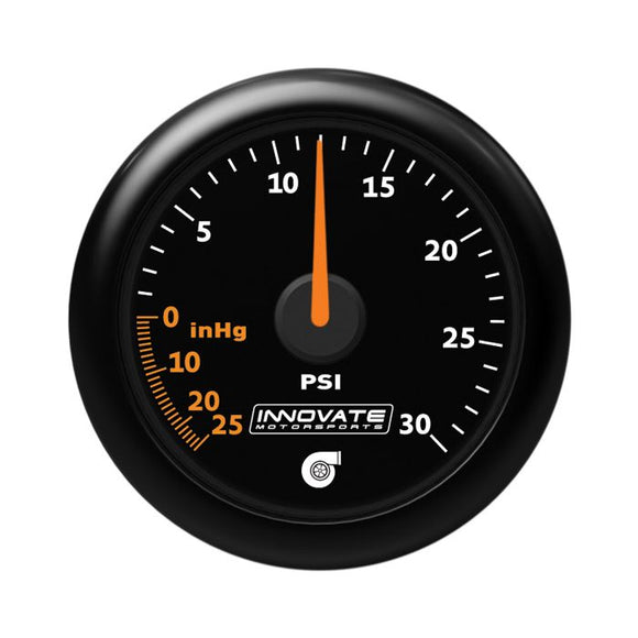 Innovate MTX Analog 30 PSI Vacuum/Boost Gauge Kit - Black Faceplate