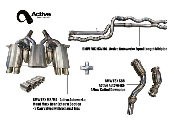 F80/F82 Exhaust Bundle Aflow equal length (rear + EL mid + Aflow DP) black 2014+ M3 / M4