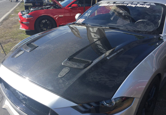 Anderson Composites 18-20 Ford Mustang Double Sided Type-OE Carbon Fiber Hood