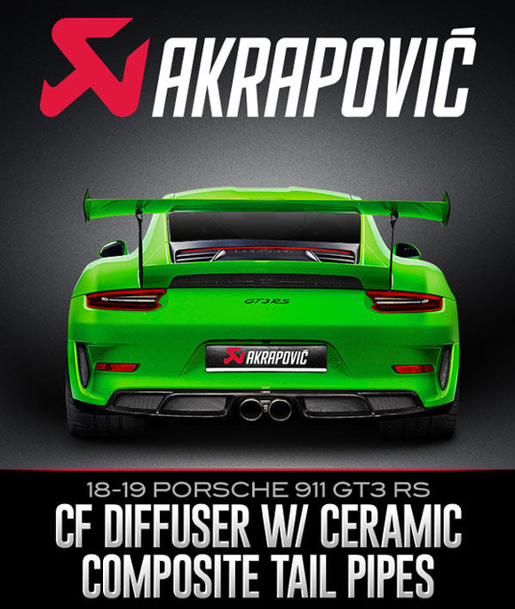 AKRAPOVIČ CARBON FIBER REAR DIFFUSER WITH CERAMIC COMPOSITE TAIL PIPES: 2018–2019 PORSCHE 911 GT3 RS