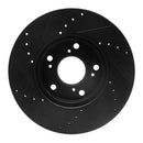 R1 06-15 Honda Civic Front Right Drilled & Slotted Black Brake Rotor-5