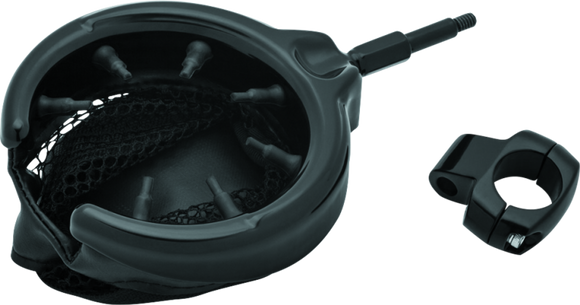 Kuryakyn Drink Holder with Mesh Basket 1 inch Clamp Gloss Black