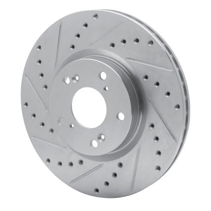 R1 06-15 Honda Civic Si Front Left Drilled & Slotted Silver Brake Rotor