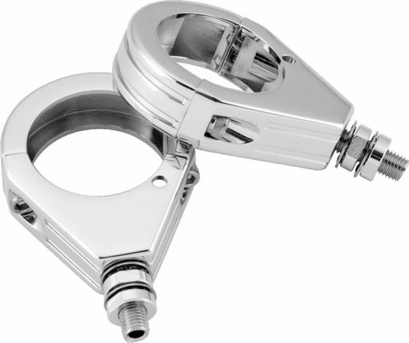 Bikers Choice Chrome Grooved 39MM Clamp With 5/16-18 Stud Universal Custom Pr