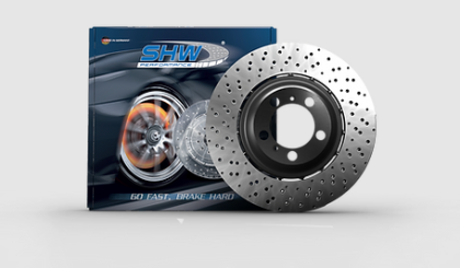 SHW 21-22 Audi RS6 4.0L V8 Front Drilled-Dimpled Lightweight Brake Rotor