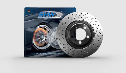 SHW 20-21 Porsche Carrera/Carrera S Front Right Drilled-Dimpled Lightweight Brake Rotor