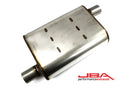 JBA Universal Chambered Style 304SS Muffler 13x9.75x4 2in Inlet Diameter Offset/Offset-1