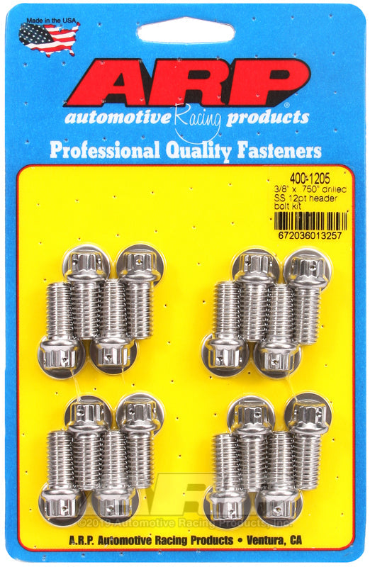 ARP 3/8 x .750 Drilled SS 12pt Header Bolt Kit