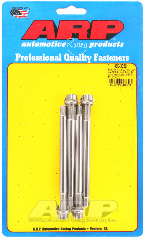 5/16-24 X 4.500"" SS 12PT WATER